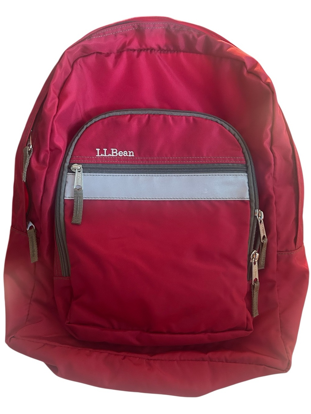 L.L. Bean Kids Original Red Backpack with Gray Trim